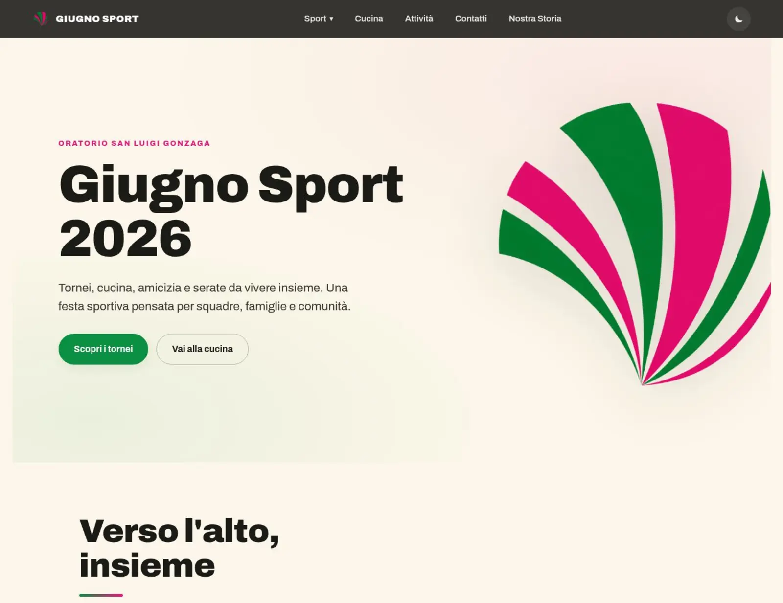 Homepage del sito Giugno Sport 2026